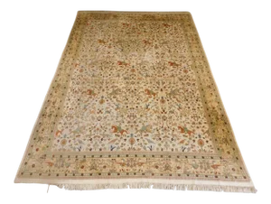 Mid Century Hand Knotted Persian Tabriz Rug, Depicting Royal Hunting Scene.