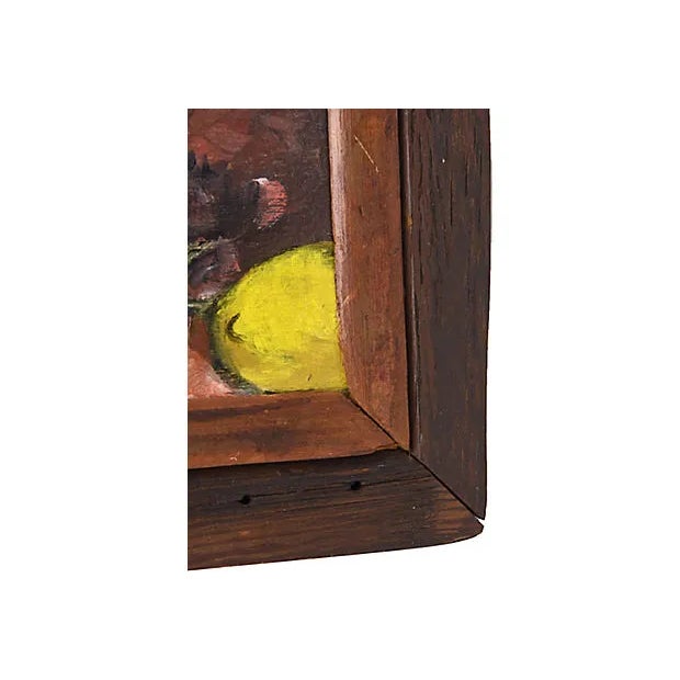 Mid 20th Century Fruit & Bottle Still Life Acrylic Painting, Framed For Sale - Image 4 of 7