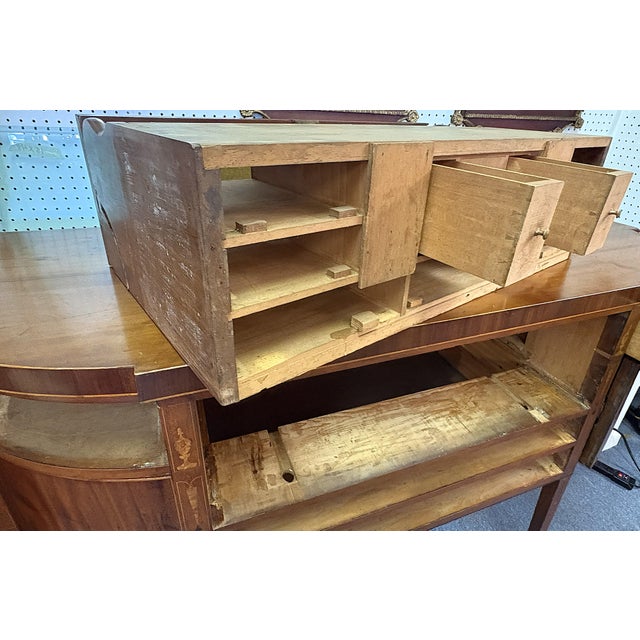 19th Century Sheraton Style Mahogany Bowfront Butler's Sideboard With Secretary Desk, Locks and Keys For Sale In West Palm - Image 6 of 18