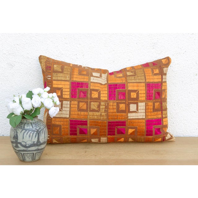 Majitha Mosaic, Heirloom Bagh Phulkari Pillow For Sale In Los Angeles - Image 6 of 6