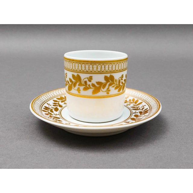 Vista Alegre Portugal Anna White & Gold Porcelain Espresso Cup & Saucer Set- 12 Pieces For Sale In Miami - Image 6 of 12