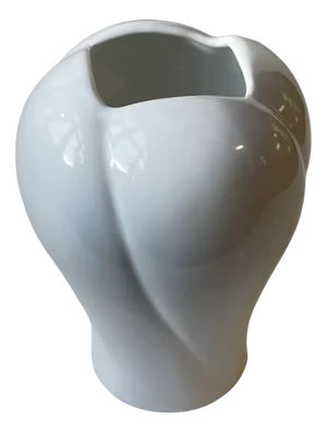 Modernist White Four Petal Vase in White Porcelain, 1970s