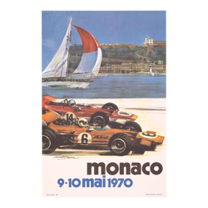Monaco Grand Prix 1970 Michael Turner Vintage French Automobile Racing Poster