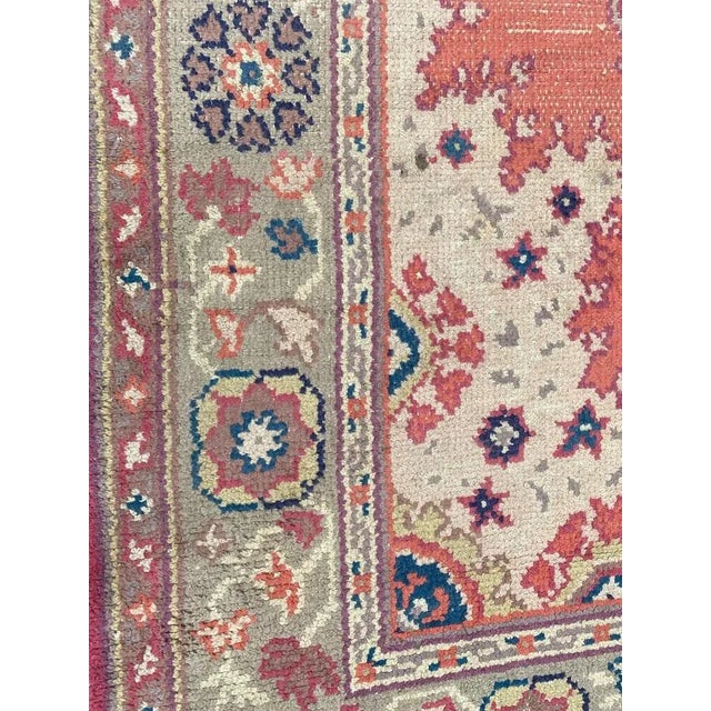 Antique European Hand Knotted Oushak Design Rug For Sale - Image 11 of 17
