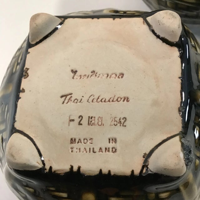 1990’s Thai Celadon Cache Pots in English Jade Glaze - a Pair For Sale In Greensboro - Image 6 of 7