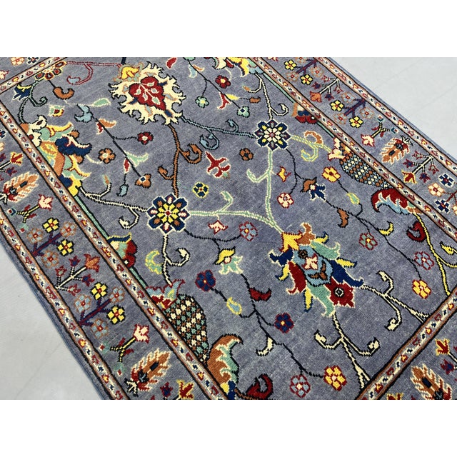 Textile Slate Gray Persian Style Floral Rug, 3'3" X 5' For Sale - Image 7 of 16