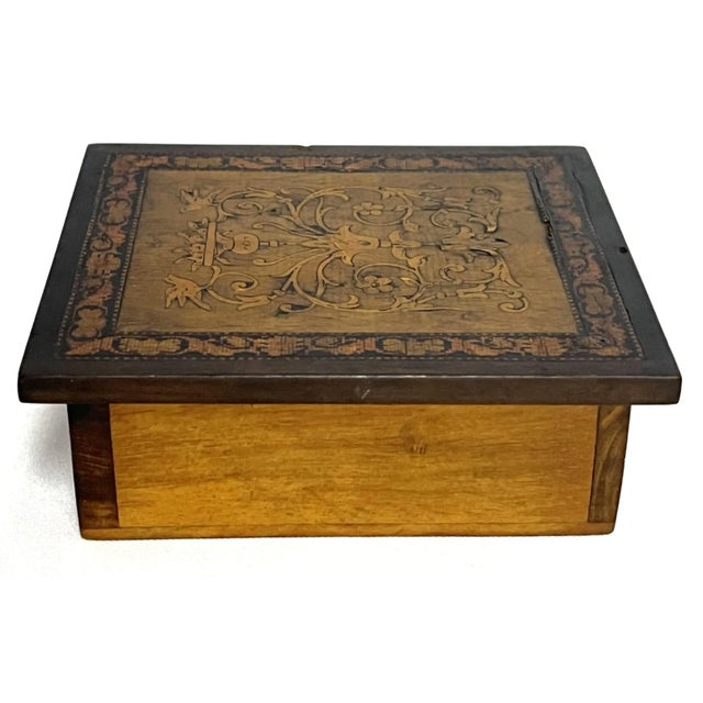 French Antique French Louis XVI Style Hinged Wooden Trinket Box For Sale - Image 3 of 12