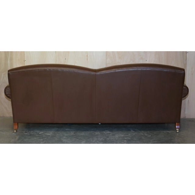 Large Contemporary Solid Brown Sofa with Brass Castors in the Style of Howard & Sons For Sale - Image 17 of 18