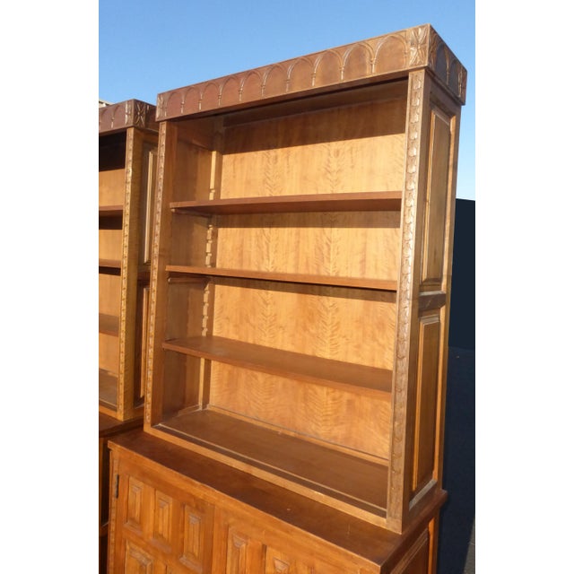Spanish Style Teak BookCases Book Shelves Mid Century Cabinet - a Pair ...