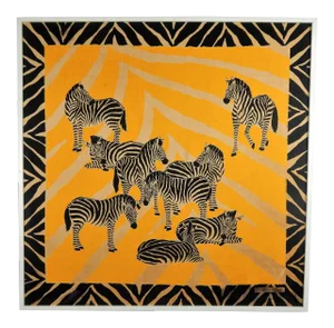 Thai Blocked Cotton Batik - Zebras, Signed