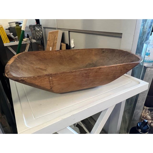 Rustic Vintage Folk Art Wood Dough Trencher Bowl For Sale - Image 3 of 8