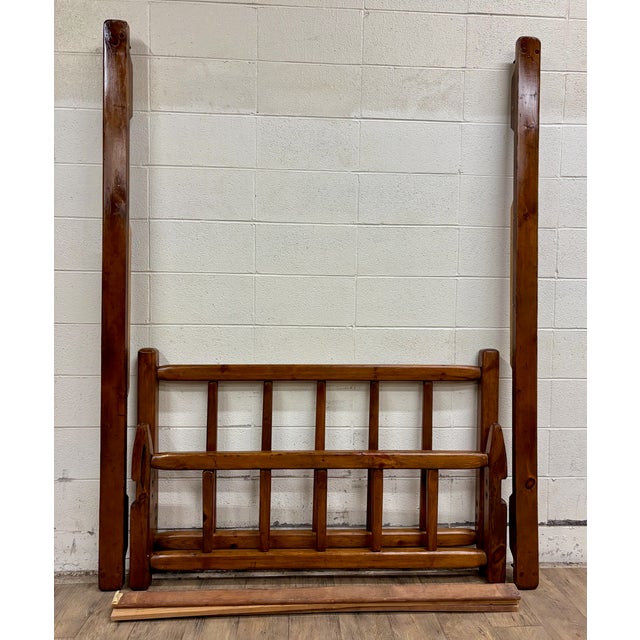 This is a gorgeous vintage Full size Mission Arts and Crafts Rustic style slat bed. This bed appears to be made of pine...