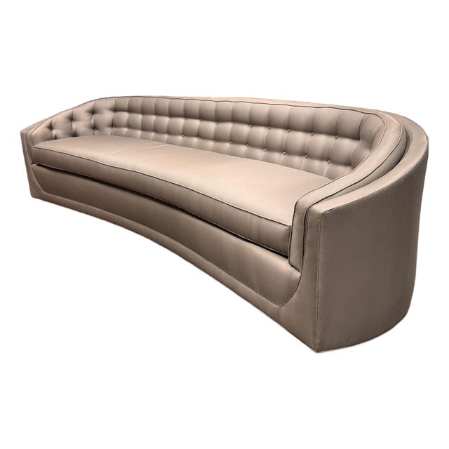 Bespoke Curved Tufted Tuxedo Sofa For Sale