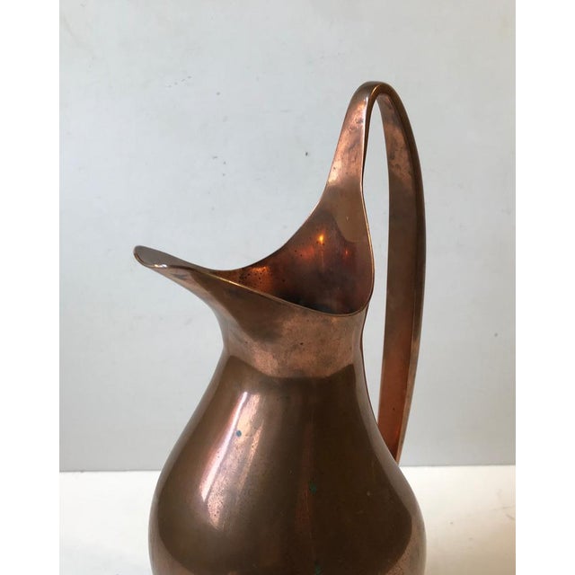 Copper Vintage Copper Masterpiece Pitcher by Henning Koppel for Georg Jensen For Sale - Image 8 of 16
