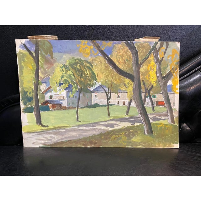 Isaac Charles Goetz, The Castle Courtyard, 1920s, Watercolor For Sale - Image 4 of 7