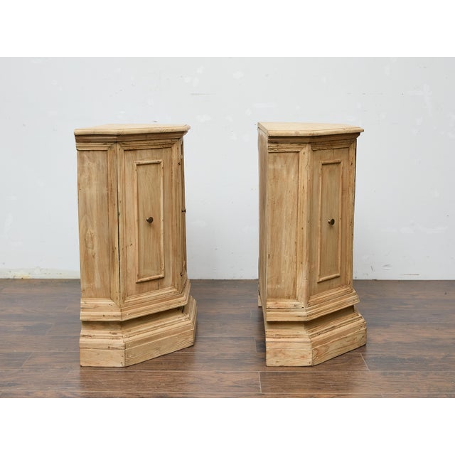 Cream Pair of 19th Century Country French Pine Console Cabinets with Storage For Sale - Image 8 of 12