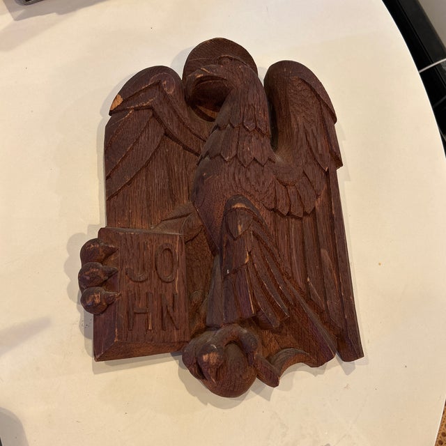 Vintage Carved Wooden Eagle Plaque For Sale - Image 4 of 8
