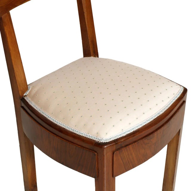Set of Art Deco Italian Solid Walnut Side Chairs, 1920s For Sale - Image 6 of 8