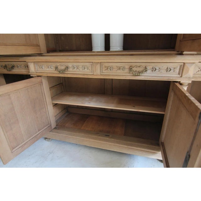Beige Large Late 19th Century Bleached Oak Cabinet For Sale - Image 8 of 18