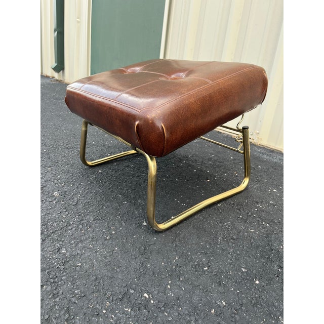 Pearl Wick Leg Lounger- 1960s Adjustable Vinyl Footstool For Sale - Image 4 of 12