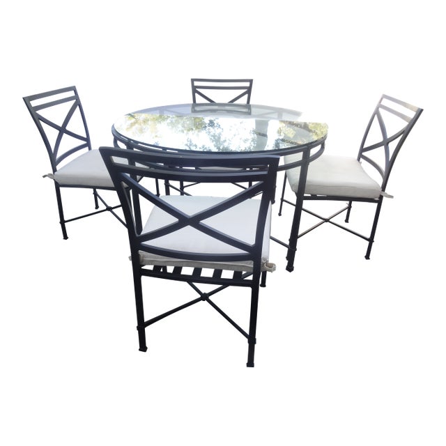 Richard Frinier for Brown Jordan Venetian Garden Dining Table & 4 Chairs, Attributed For Sale