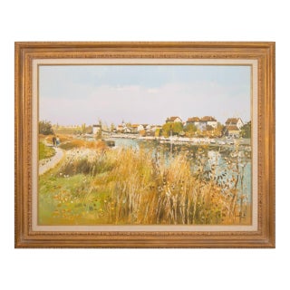 Gerard Passet - La Seine a Travers Les Hautes Herbes Signed Oil Painting For Sale
