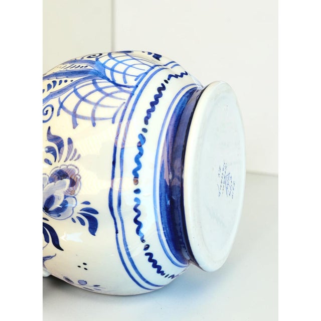 Large Early 20th Century Antique Hand-Painted Delft Blue Pitcher, Holland For Sale - Image 13 of 18