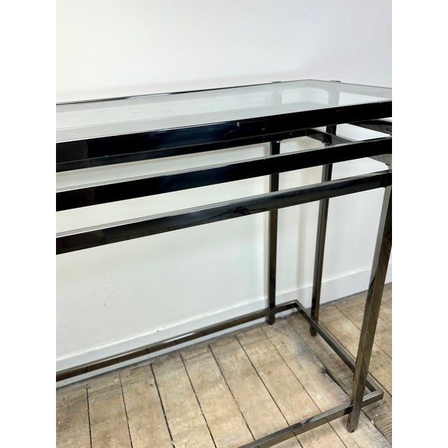 Modern Smoked Silver Metal Console Table, 2000s For Sale - Image 3 of 12