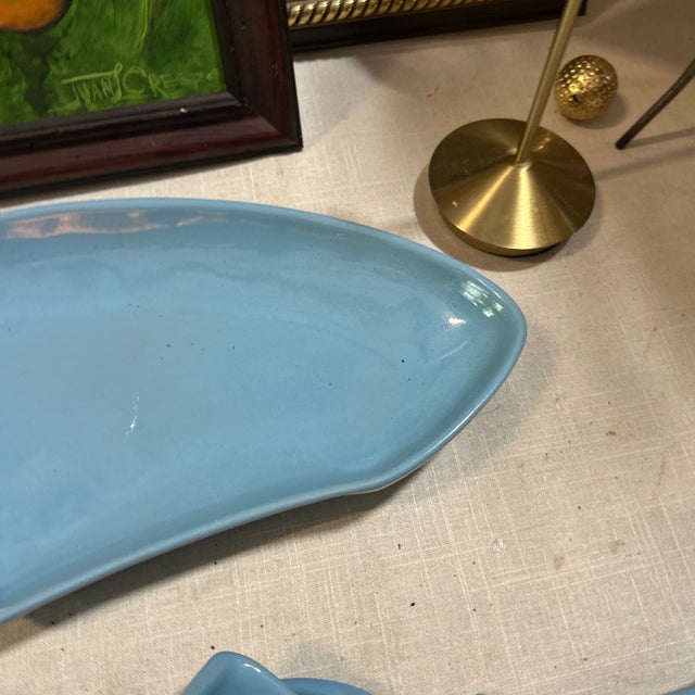 1970s 1970s Instant Collection of Blue Frankoma Lazy Bones Ceramic Kitchen Accessories- Set of 4 For Sale - Image 5 of 7