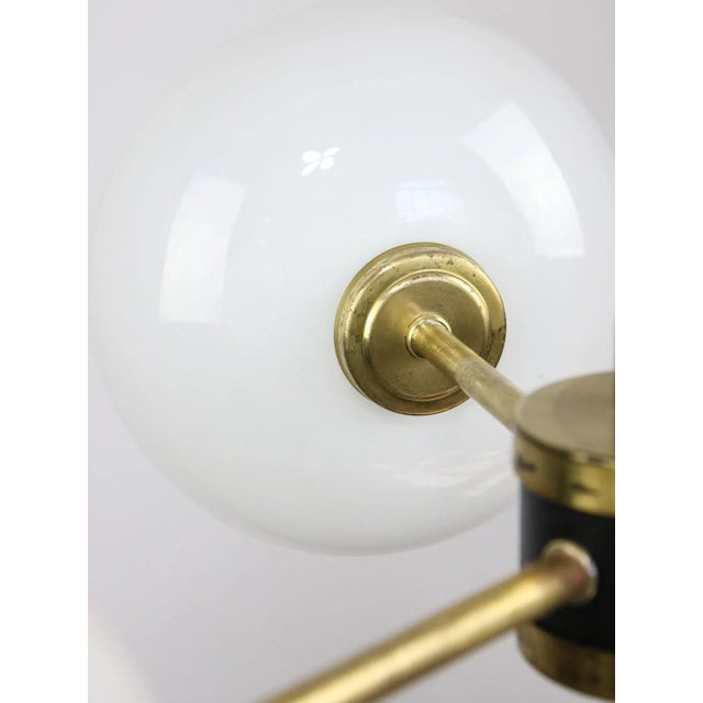 Mid-Century Brass Opaline Glass Chandelier For Sale - Image 12 of 18