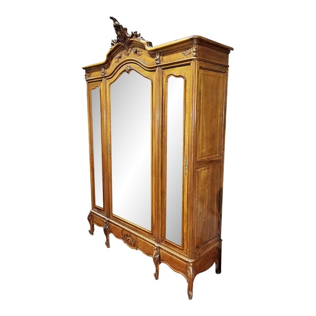 Antique French Armoire, 3 Door Louis XV Style For Sale