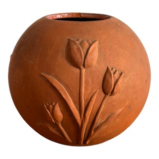 1970s Tulip Terra Cotta Vase For Sale