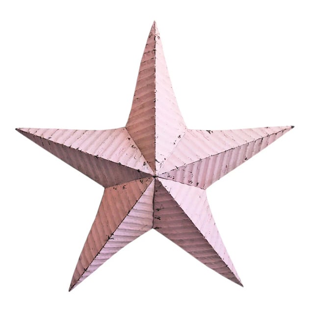 Farmhouse Vintage Farmhouse Pink Metal Barn Star Wall Decor Large For Sale - Image 3 of 3