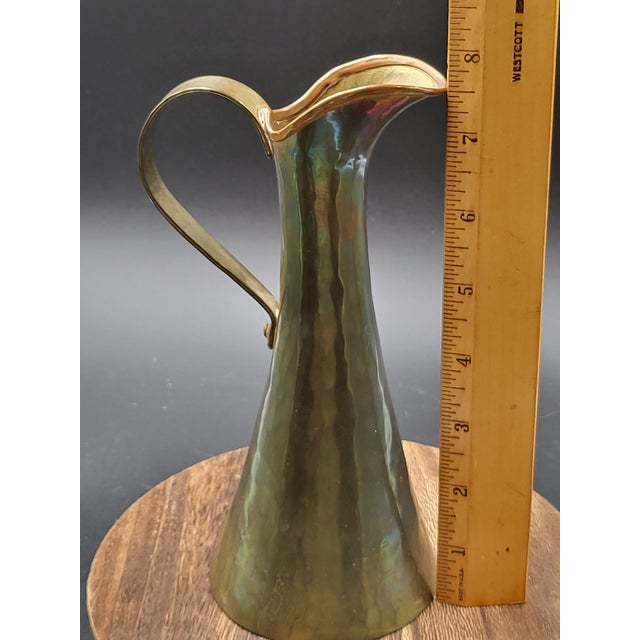 Arts & Crafts Antique Imperial Russian Hammered Brass Ewer Vase Pitcher 1880 1917 Tula Russia For Sale - Image 3 of 6
