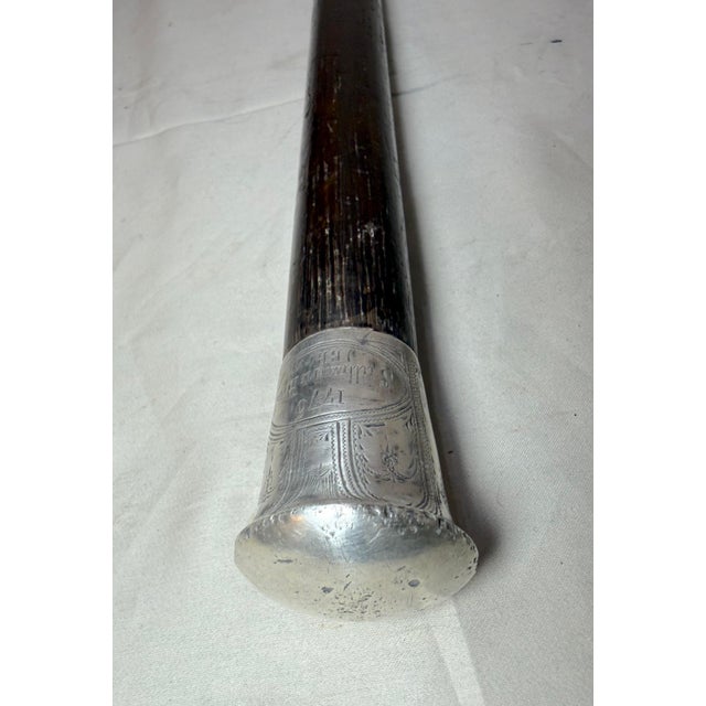 Rare Antique 1776 Battle of Sullivan's Island Boat JBB Silver Walking Stick Cane For Sale - Image 12 of 13
