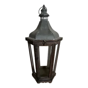 Pottery Barn Iron, Wood & Glass Lantern