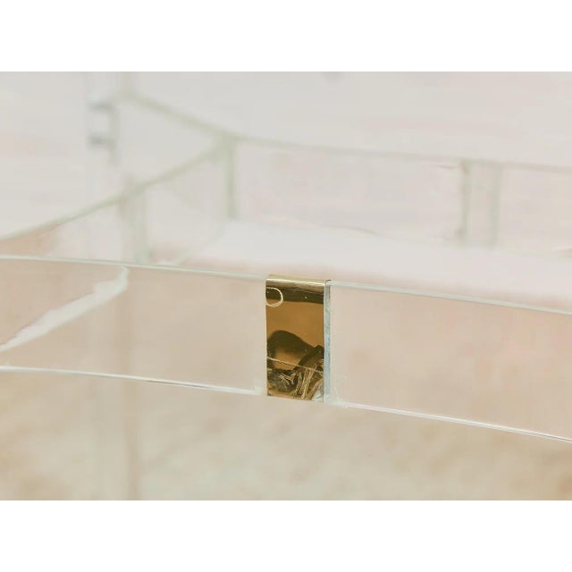 Brass Mid 20th Century Tubular Lucite and Brass Italian Game Table Occasional Table For Sale - Image 8 of 10
