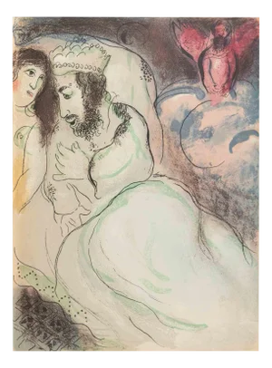 Marc Chagall, Sarah and Abimelech, Lithograph, 1960