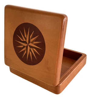 Italian Wooden Decorative Box with Wind Rose, 1970s