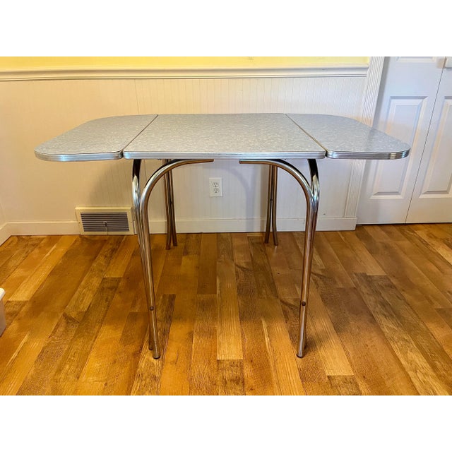 Mid-Century Modern Double Chrome Drop-Leaf Table For Sale In Cleveland - Image 6 of 6