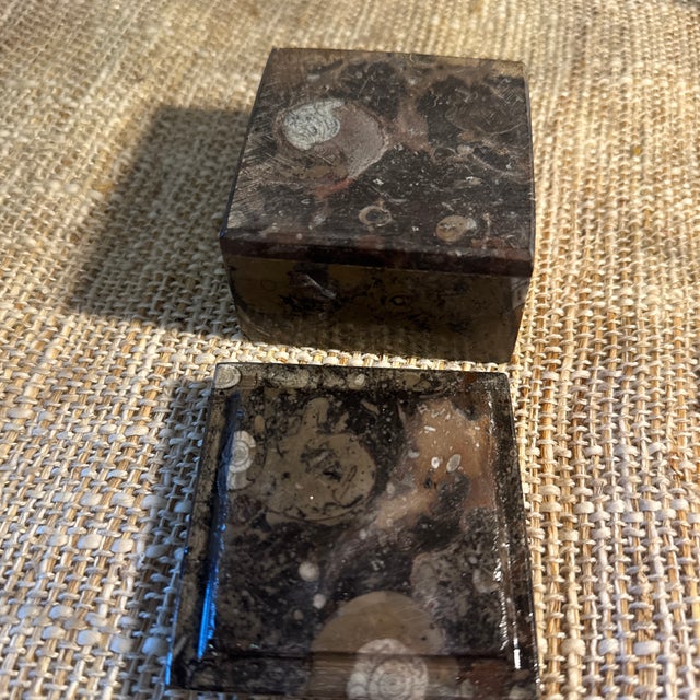 1980s Ammonite Spiral Stone Box Rectangular For Sale - Image 5 of 5
