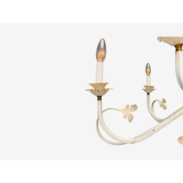White Mid Century Modern, White Painted Iron, Large Chandelier, Usa, 1960s For Sale - Image 8 of 10