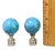 Gorgeous Pair of Turquoise Ball Lamp Finials Nickel Base measuring 2'' High 1.25'' Diameter. Item#CF9