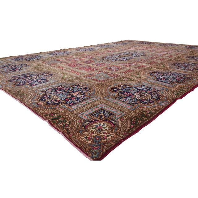 78342 Vintage Persian Lavar Kerman Rug, 11'03 x 16'11. The Elysian Parterre: A Vintage Lavar Kerman Masterpiece of...