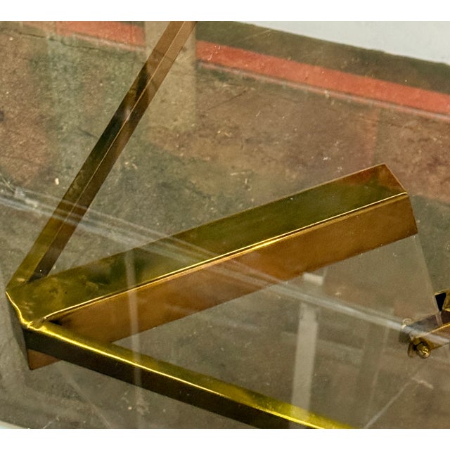 Brass, Lucite, and Glass Dining Table Attributed to Sandro Petti Italy, 1970s For Sale - Image 9 of 11