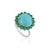 VR Jewels 6.13ct Cabochon Turquoise & Emerald Halo Cocktail Ring in 14k White Gold Size 5 For Sale - Image 4 of 18