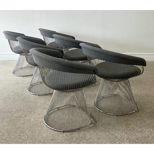 Warren Platner Vintage Platner Style Wire Dining Chairs - Set of 6 For Sale - Image 4 of 12