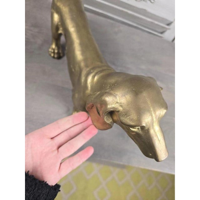 Gold Bronze Dachshund Dog Sculpture with Polished Gold Finish For Sale - Image 8 of 14