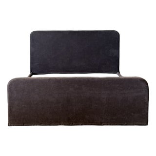 Queen Size Belgian Linen Slip Covered Bed in Cafe Noir For Sale