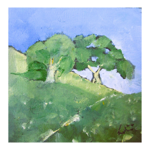 Miniature Agoura Oaks Lynne French 4x4 California Landscape O/C
